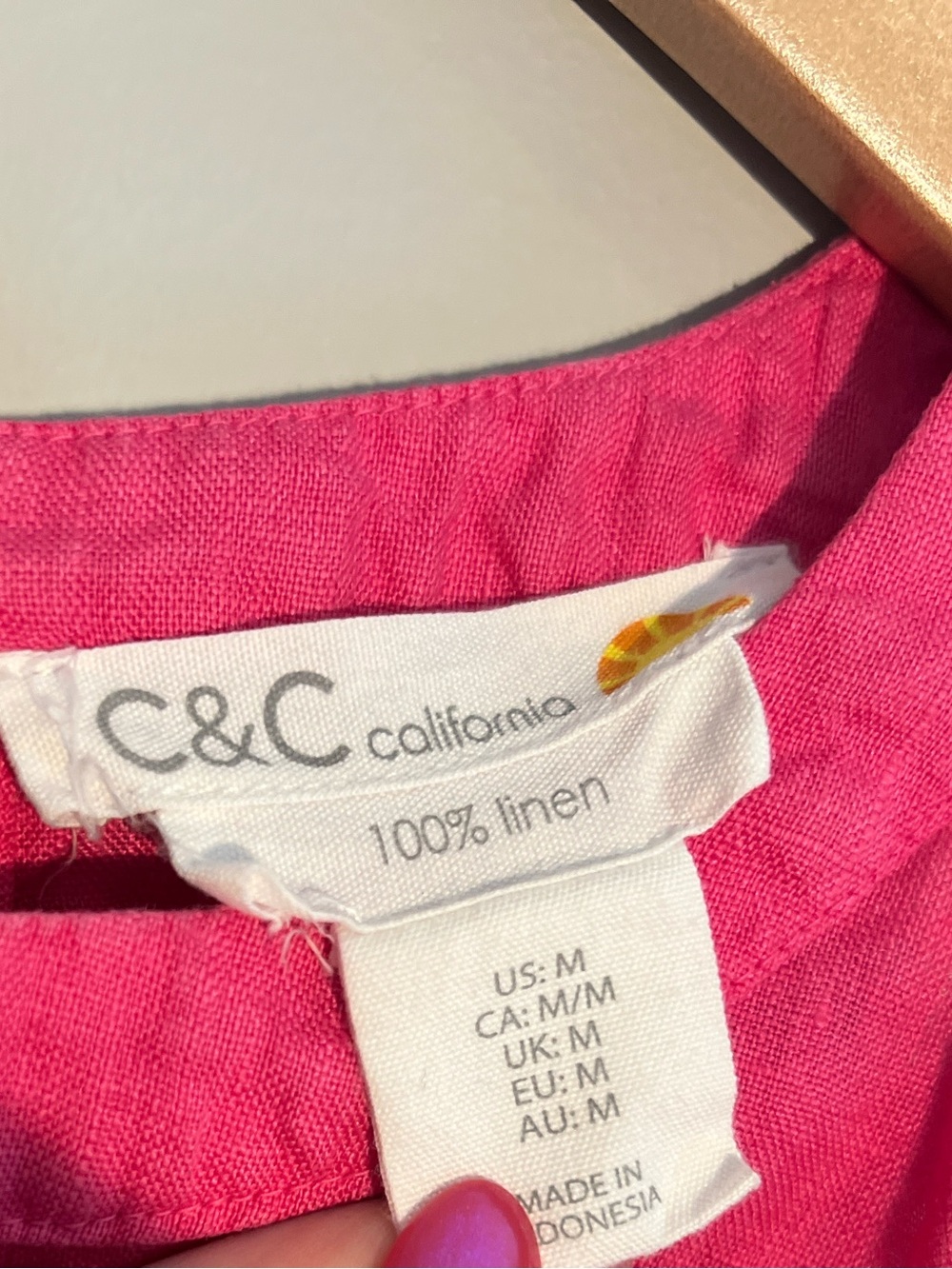 C&C California 100% Linen Pink Dress - Picture 6 of 7